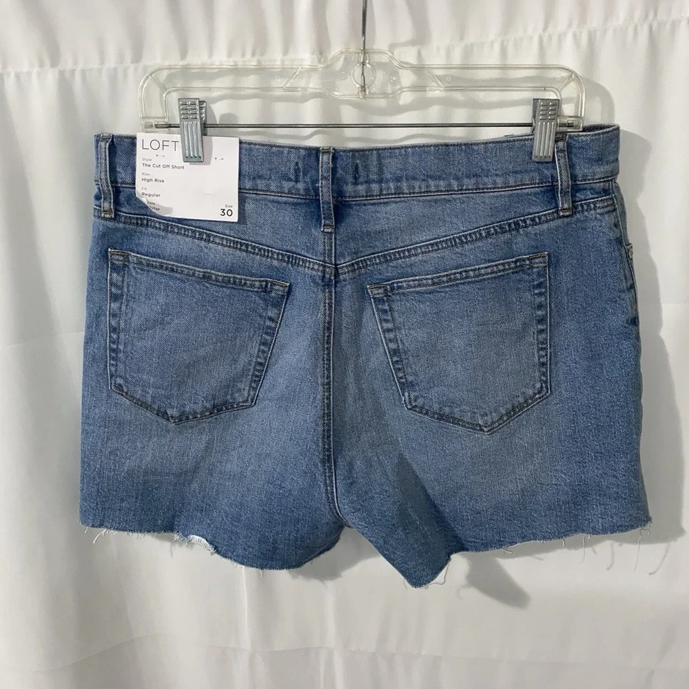 NWT Loft‎ Jean The Cut Off Shorts Womens 30 High Rise Raw Hem Distressed